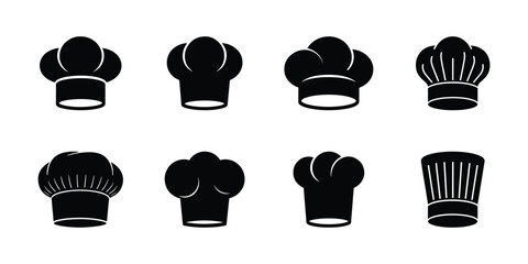 Simple chef hat silhouettes collection isolated on white background