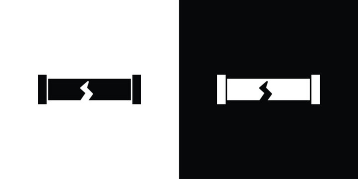 Broken pipe icons symbols in flat style.