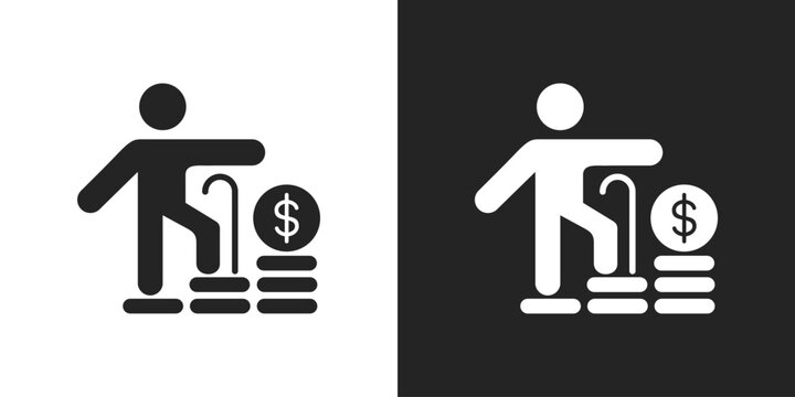 retirement Icon In Black And White Glyph Style