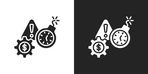 crisis management Icon In Black And White Glyph Style