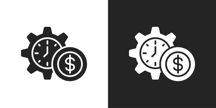 time management Icon In Black And White Glyph Style