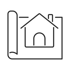 real estate house blueprint line icon