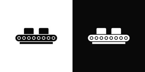 Conveyor belt icons symbols in flat style.