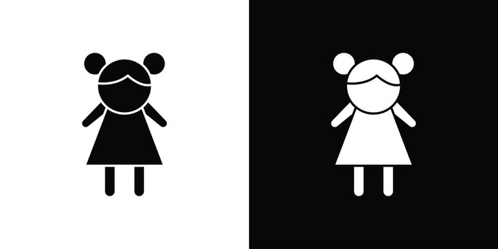 doll icons symbols in flat style.