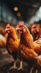 Close-Up of Brown Chickens in Farm Setting