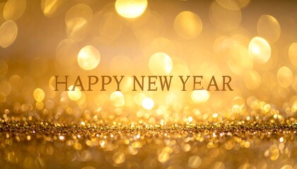 柔らかなボケ光テクスチャーに、暖かな金色に輝く&ldquo;Happy New Year&rdquo;文字を重ねた幻想的なデザイン。
光の滲みが夢のような祝祭感を生み、優しく華やかな新年ムードを演出。