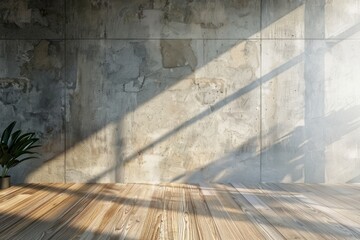 Minimalist interior with natural light and shadows