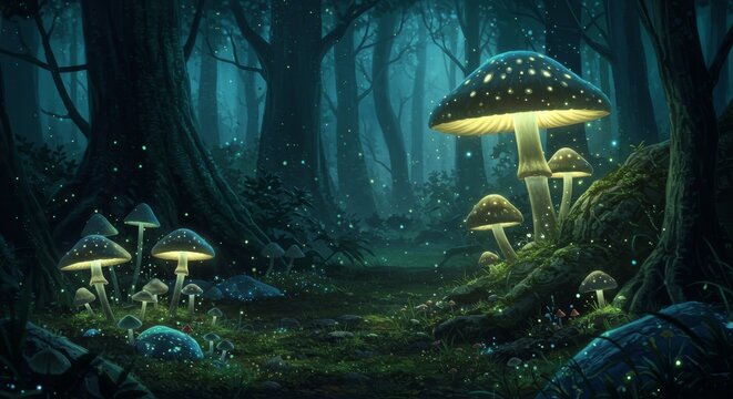 fantasy landscape with a magical forest