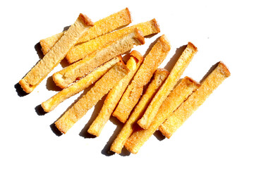 Sweet, sugar-coated crispy toast sticks.