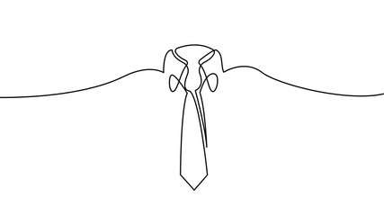 Self-drawing animation of a tie and suit created in a single continuous line. Minimalist one-line art style illustrating business attire, professionalism, and Father’s Day themes. 4K animated outline. - Powered by Adobe