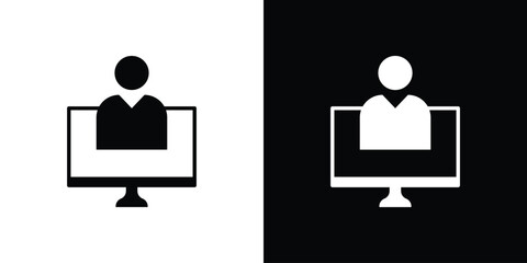 Online meeting icons symbols in flat style.