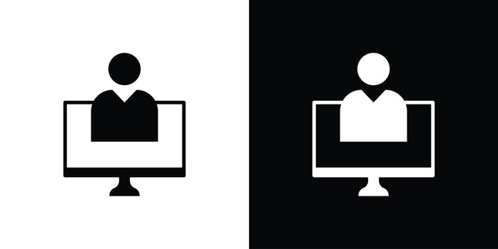 Online meeting icons symbols in flat style.