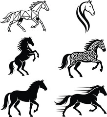 This is high-quality silhouettes of stylized horses!