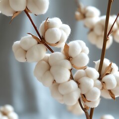 Close-up Macro of Fluffy Cotton Bolls, Soft, White, Natural, Texture , cotton boll, natural texture    high resolution   for isolate image
