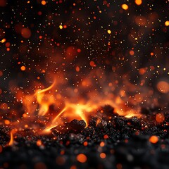 Fiery Embers with Sparks and Bokeh, fire , ember    high resolution   for isolate image
