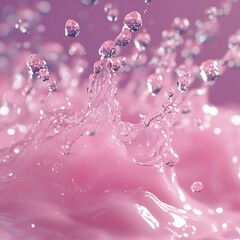 Pink Liquid Droplets Macro Photography Composition, Abstract Water Texture, Serum Concept Keywords Macro Photography, Abstract, Serum   high resolution   for isolate image