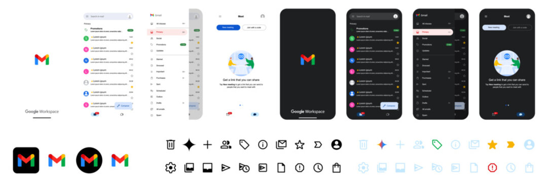 Gmail mockup. Gmail Template Gmail screen social media. Vector editorial. Vinnytsia, Ukraine. November 21, 2025