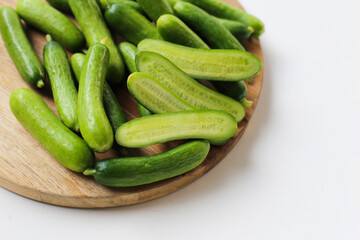 Fresh green organic mini baby bucumbers