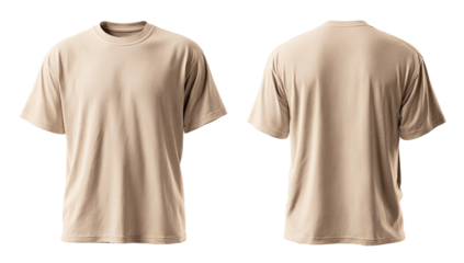 Tan t-shirt, front & back view, isolated