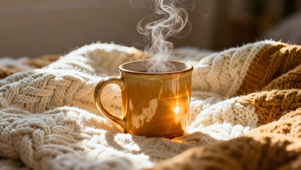 Cozy Coffee Moment on a Blanket