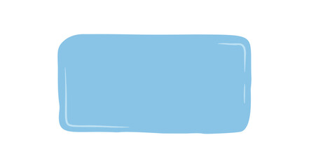 Naklejka premium Blue squiggle hand drawn patch forms an organic sticker with rectangle frame and blank textbox. Background serves as a quote box for text and message, ideal for creative card or label concept.