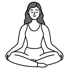 Illustration of a woman meditating in lotus position for relaxation