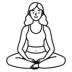 Illustration of a woman in lotus position practicing meditation