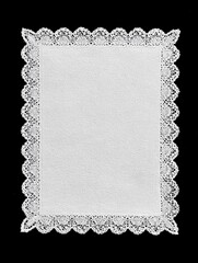 White lace edge paper rectangle on black background