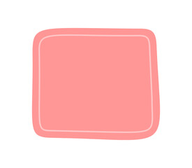 Abstract pink frame with fluid shape and hand drawn edges forms a soft square rectangle. Creative blob banner or badge, quote background for modern card or post, minimalist template for media.