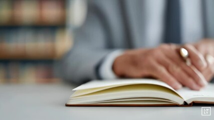 Senior man hand holding pen and writing notes in notebook, studying and learning concept - Powered by Adobe