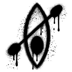 Canoe graffiti with black spray paint. Kayak with grunge style. The sport of rowing. Boat symbol. Fishing, tourism, outdoor activities.
