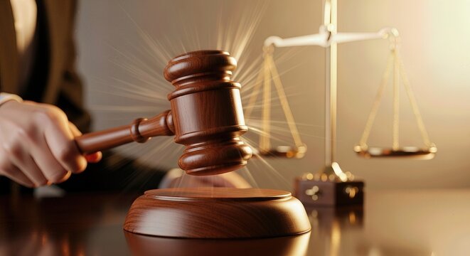 Judicial gavel striking, signifying a pivotal decision for societal justice, promoting equity, protecting civil liberties, and fostering human dignity.