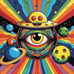 Rainbow Psychedelic Space Poster