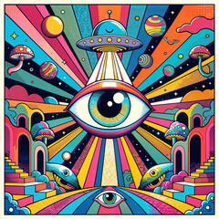 Rainbow Psychedelic Space Poster