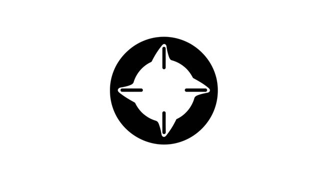 Compass icon in circle with transparent background