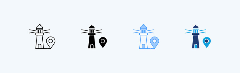 Light House Multiple Icon Illustration Vector