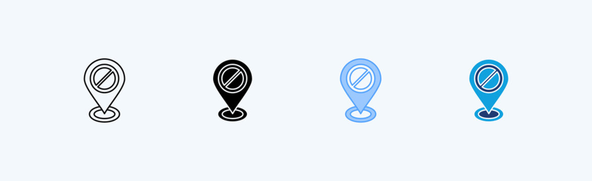 No Location Multiple Icon Illustration Vector