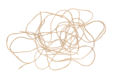 Brown strings, rope isolated on white background, top view