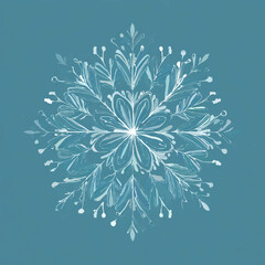 Floral Snowflake Illustration on Teal Background

