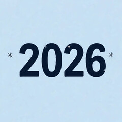 Sparkling 2026 New Year Illustration on Light Blue

