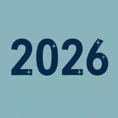 Sparkling 2026 New Year Illustration on Light Blue

