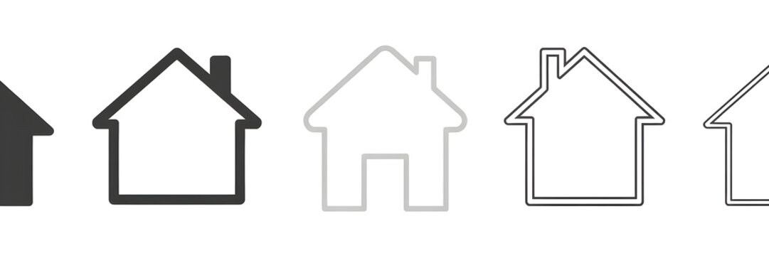 House vector icons. Set of black houses symbols