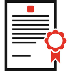 Red Certificate Document With Seal and Ribbon Award Business Achievement Formal Paperwork Education Success Official Recognition