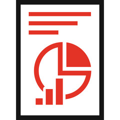 Red Chart and Report Icon with Transparent Background and White Space For Copy