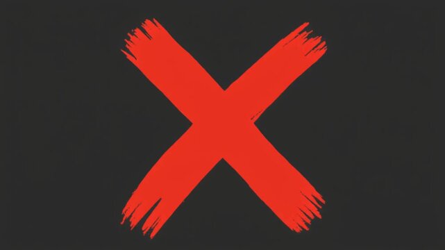 Red cross mark hand drawn marker stroke