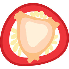Red Chili Pepper Slice Vividly Illustrated With Visible Seeds and White Background Simple Food Icon Representing Spice Heat and Flavor
