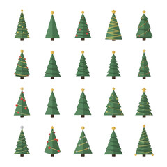 Collection of Decorated Christmas Trees for Festive Holiday Season.