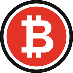 Obraz premium Red Circle With White Bitcoin Symbol Inside Isolated On Transparent Background