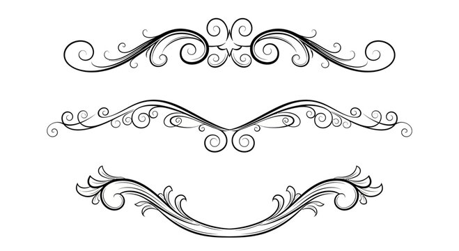 Elegant decorative flourish elements add vintage charm and sophistication to designs, perfect for invitations, branding, and ornate layouts
