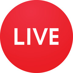 Red Circle With White Text LIVE Symbol Transparent Background Glowing Effect